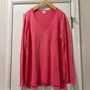 J.Crew linen blend long sleeve V-neck top Size XL